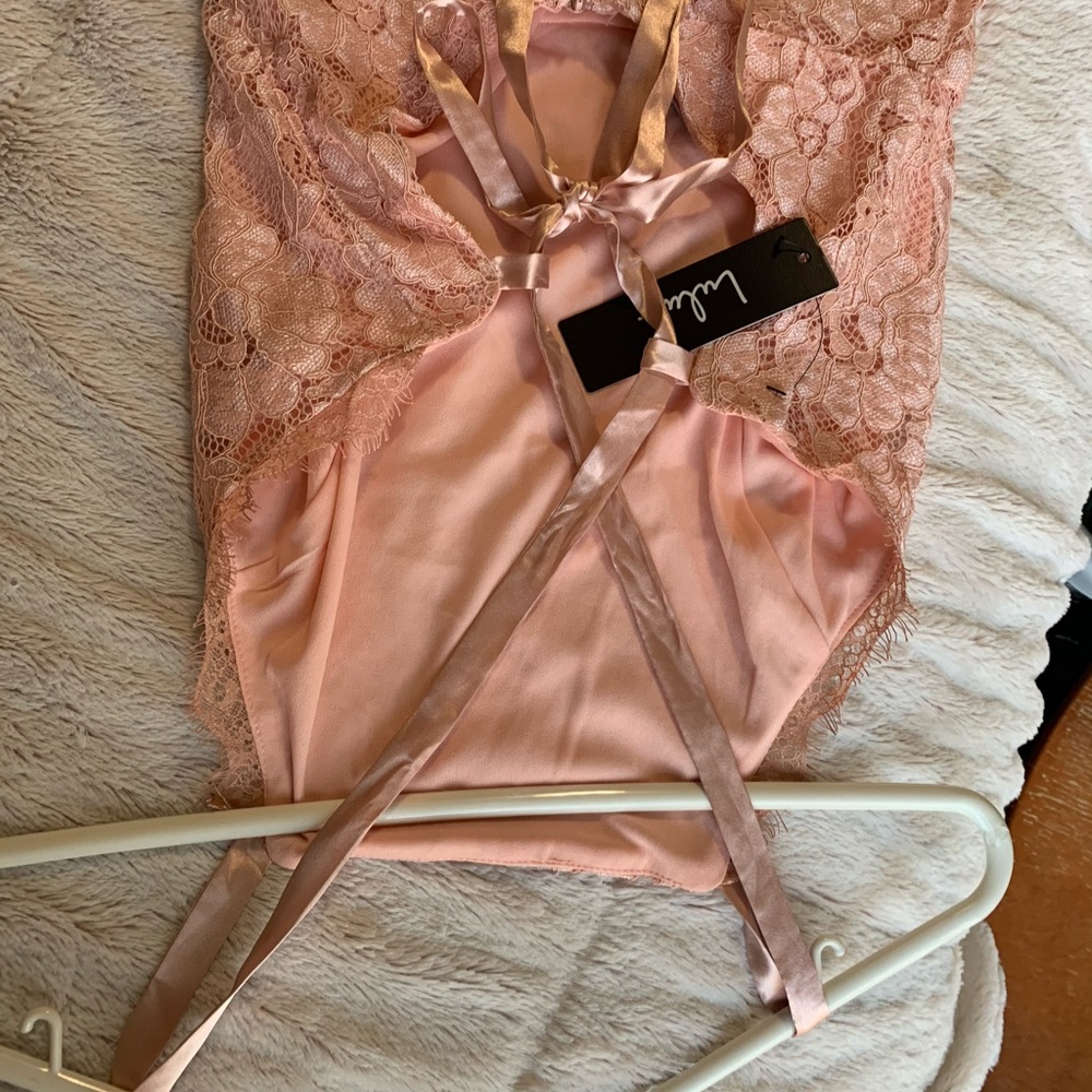 Lulu's Champagne Pink Lace Dress - Picture 3 of 4
